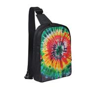 kkvhhyuo Tie Dye Hippies Print Sling Bag Cross Body Chest Bag with Dual Zipper Pockets Adjustable Strap Lightweight Shoulder Bag for Traveling Running Cycling