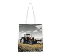 kkvhhyuo Tractor Agriculture Tranquil Print Canvas Tote Bag, Large Handbag with Reinforced Handles Simple Shoulder Bag for College School Work Travel Shopping Daily Use