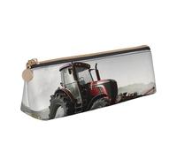 kkvhhyuo Tractor Agriculture Tranquil Print Leather Pencil Case Slim Pencil Pouch Triangular Design Pens Bag for Students, Work, Office, College, Middle, School.