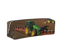 kkvhhyuo Tractor Farm Print Leather Pencil Case, Pen Pouch Pen Bag with Silver Zipper Cosmetic Makeup Bag for Students Artists Teachers Office