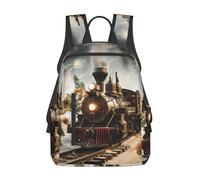 kkvhhyuo Train And Railway Print Laptop Backpack For Women Men, Large Sturdy Carry On Travel Backpack Gifts For Work Gym Weekend Hiking.