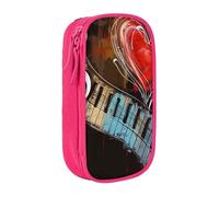kkvhhyuo Treble Love and Music Print Large Pencil Case, Zip Smooth Pencil Pouch for Girls Boys with 2 Compartment Multifunctional Pencils Bag for School Office Travel Makeup Bags, Pink