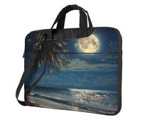 kkvhhyuo Tropical Beach Palm Tree with Full Moon Starry Night Print Laptop Bag 15.6 inch, Laptop Case Sleeve Business Messenger Bag with Adjustable Shoulder Strap for Men Women to Work Travel School