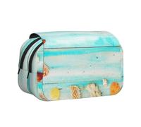 kkvhhyuo Tropical Beach Seaside Printed Pencil Case Double Layer Large Capacity Flip Top Pen Bag with Zipper for Students Office Travel Makeup Organizer