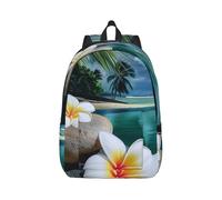 kkvhhyuo Tropical Flower and Zen Stone Print Canvas Backpack, Lightweight School Backpack Travel Laptop Backpack for Men Women Work Sports Travel Flight, S