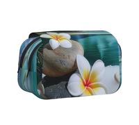kkvhhyuo Tropical Flower and Zen Stone Print Pencil Case, Large Capacity Pencil Pouch Cute Pen Box with Double Zipper, Portable Pencil Bag for Students Office Travel Organization