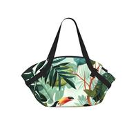 kkvhhyuo Tropical Leaves Bird Print Camping Bag Foldable Shopping Beach Shoulder Bags with Convertible Pad Design for Beach, Picnics, Hiking & Festival Use.
