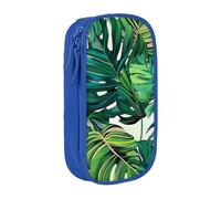kkvhhyuo Tropical Leaves Print Large Pencil Case, Zip Smooth Pencil Pouch for Girls Boys with 2 Compartment Multifunctional Pencils Bag for School Office Travel Makeup Bags, Blue