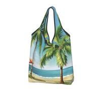 kkvhhyuo Tropical Palm Tree Print Large Foldable Shopping Tote Bag 1 Pc, Reusable Tote Bags Washable Travel Recycle Folding Shopping Bag For Grocery, Outdoor Camping, Daily Use