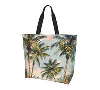 kkvhhyuo Tropical Palm Trees Print Shoulder Bag for Women Large Tote Bag Reusable Foldable Everyday Carryall for Work Shopping Travel Beach Outings.