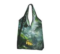 kkvhhyuo Tropical Rainforest Jungle Scene Print Large Foldable Shopping Tote Bag 1 Pc, Reusable Tote Bags Washable Travel Recycle Folding Shopping Bag For Grocery, Outdoor Camping, Daily Use