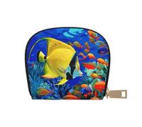 kkvhhyuo Tropical Sea Fish Print Coin Purse, Leather Mini Coin Pouch Purses with Zipper Purses Bag for Women Men