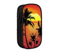 kkvhhyuo Tropical Sunset Pencil Case Black Pencil Bag with 2 Compartments | Large Capacity Pencil Pouch Stationery Organizer Makeup Bag For Students Office Travel Art Supplies