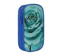 kkvhhyuo Turquoise Rose Print Large Pencil Case, Zip Smooth Pencil Pouch for Girls Boys with 2 Compartment Multifunctional Pencils Bag for School Office Travel Makeup Bags, Blue
