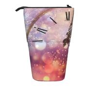kkvhhyuo Twelve o'clock New Year Celebration Printed Pencil Case, Standing Telescopic Pencil Pouch, Large Pencil Bag Portable Pen Box for School Office Makeup Travel