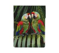 kkvhhyuo Two Parrots on Green Palm Tree Print Leather Laptop Sleeve 13 Inch, PU Leather Slim Protective Laptop Case Stylish Laptop Bag for Work and Travel