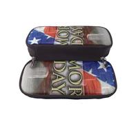 kkvhhyuo US Military Soldiers Patriotic Memorial Day Print Large Capacity Pencil Case, PU Leather Pencil Pouch Bag with Flip Top Pencil Bag for School Student Girl Boy Women Men