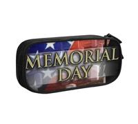 kkvhhyuo US Military Soldiers Patriotic Memorial Day Printed Black Pencil Case Large Capacity Double Layer Stationery Organizer Pencil Bag Zipper Pouch for Students Office Travel