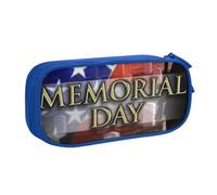 kkvhhyuo US Military Soldiers Patriotic Memorial Day Printed Blue Pencil Case Large Capacity Double Layer Stationery Organizer Pencil Bag Zipper Pouch for Students Office Travel