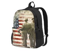 kkvhhyuo US Military Soldiers Patriotic Memorial Day Printed Large Capacity Backpack, Laptop Backpack with Laptop Compartment, School Backpack Travel Rucksack for School Work Hiking