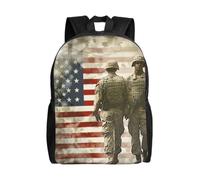 kkvhhyuo US Military Soldiers Patriotic Memorial Day Printed School Backpack, Lightweight Laptop Backpack Casual Daypack for Boys Girls Teen Adult
