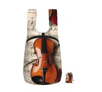 kkvhhyuo Violin Sheet Music Print Foldable Backpack, Ultra Lightweight 16L Compact Travel Pack with Storage Bag Design for Hiking Daily Commute Shopping and Outdoor Adventures