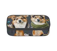 kkvhhyuo Wearing Clothes Corgi Dogs Print Large Capacity Pencil Case, Stationery Pencils Case Bag with Compartments, Portable Pencil Pouch Pencil Bag with Zipper for Students Teachers Office