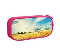 kkvhhyuo Wheat Field Print Large Capacity Pencil Case, Stationery Organizer Pencil Pouch Office Makeup Bag Portable Pen Bag for Boys Girls, Pink