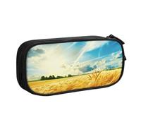 kkvhhyuo Wheat Field Print Large Capacity Pencil Case, Stationery Organizer Pencil Pouch Office Makeup Bag Portable Pen Bag for Boys Girls, Black