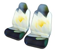 kkvhhyuo White Lotus Flowers Printed Car Seat Cover Set of 2 | Front Universal Fit, Elastic Polyester Spandex Front Seat Protector for Car Sedan Truck SUV