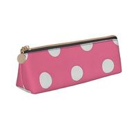 kkvhhyuo White Polka Dots Print Leather Pencil Case Slim Pencil Pouch Triangular Design Pens Bag for Students, Work, Office, College, Middle, School.