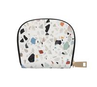 kkvhhyuo White terrazzo Print Coin Purse, Leather Mini Coin Pouch Purses with Zipper Purses Bag for Women Men