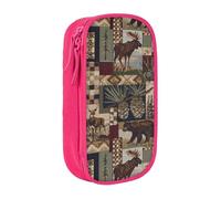 kkvhhyuo Wild Animals Retro Farmhouse Pencil Case Pink Pencil Bag | Large Capacity Pencil Pouch Stationery Organizer Makeup Bag For Students Office Travel Art Supplies