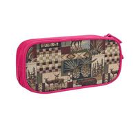 kkvhhyuo Wild Animals Retro Farmhouse Printed Pink Pencil Case Large Capacity Double Layer Stationery Organizer Pencil Bag Zipper Pouch for Students Office Travel