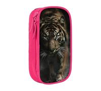 kkvhhyuo Wild Animals Tiger Pencil Case Pink Pencil Bag with 2 Compartments | Large Capacity Pencil Pouch Stationery Organizer Makeup Bag For Students Office Travel Art Supplies