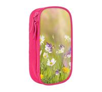 kkvhhyuo Wild Flower Pencil Case Pink Pencil Bag with 2 Compartments | Large Capacity Pencil Pouch Stationery Organizer Makeup Bag For Students Office Travel Art Supplies