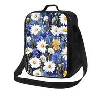 kkvhhyuo Wild Flowers and Cornflowers Daisies Print Insulated Lunch Bag with Adjustable Shoulder Straps Reusable Lunch Box Cooler Bag for Girls Adults, Lunch Tote for Work, School, Picnic, Camping