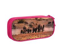 kkvhhyuo Wild Life Printed Pink Pencil Case Large Capacity Double Layer Stationery Organizer Pencil Bag Zipper Pouch for Students Office Travel
