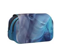kkvhhyuo Winter the Dolphin Print Pencil Case, Large Capacity Pencil Pouch Cute Pen Box with Double Zipper, Portable Pencil Bag for Students Office Travel Organization