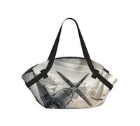 kkvhhyuo World War 2 Aircraft Airplane Print Camping Bag Foldable Shopping Beach Shoulder Bags with Convertible Pad Design for Beach, Picnics, Hiking & Festival Use.