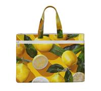 kkvhhyuo Yellow Lemons Print Document Bag, Lightweight Canvas Bag Handbag with Dual Zip Canvas Tote File Bag for Work Commuting Study and Everyday Carry