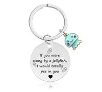 KkvoGmle Inspirational Keyring Friendship Keyring for Best Friend Gift Stainless Steel Jellyfish Key Ring Funny Keychain