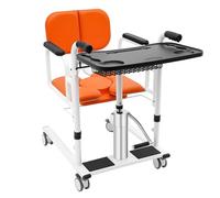 KKVUIIFF - Hydraulic Patient Lift Transfer, Portable Hydraulic Patient Lift Wheelchair with 180° Split Seat, 4 Universal Wheels with Brakes, Height Adjustable 30-46cm, Max Load Capacity 150kg (Orange)