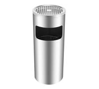 KKVUIIFF Rubbish Bin Outdoor, Trash Can with Removable Inner Bucket, 15L Stainless Steel Litter Bin, for Indoor Outdoor (Silver)