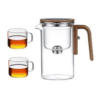 KKwercv Witchcraft Teapot, Press Control Enchanted Teapot, Magic Teapot with Infuser, 2-in-1 Magical Teapot for Loose Tea, Witch Glass Tea Pot, Magical Teapot Glass with Wooden Handle