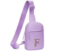 KKXIU Gifts for 6 7 8 9 10 11 12 Year Old Girls Initial Sling Bag Trendy Crossbody Fanny Pack for Teens, Purple, F