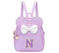KKXIU Girls Initial Cute Mini Backpack for Toddler, Travel Small Girl Backpacks, Personalized Gifts for Little Girls and Kids, Purple, S, N