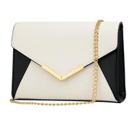 KKXIU Women Elegant Faux Leather Evening Envelope Clutch Purse Foldover Bags for Party Wedding Prom, A-black White