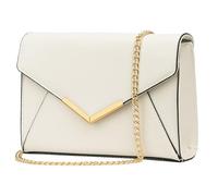 KKXIU Women Elegant Faux Leather Evening Envelope Clutch Purse Foldover Bags for Party Wedding Prom, A-beige White