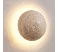 KKXXYQFC 15W LED Natural Stone Wall Sconce 5.9" Nordic Round Marble Wall Mounted Light Fixture Hardwired Indoor Vintage Farmhouse Bedroom Wall Lamp for Living Room Bathroom Porch Hallway